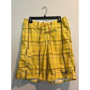 O'Neill Yellow Plaid Board Shorts Swim Trunks (Men's 30) Casual